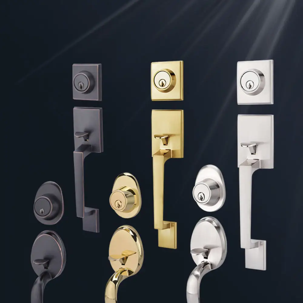 Zinc Alloy Square Door Lock Handle Modern Matte Black Hardware For Residential Interior Bedroom Entryway