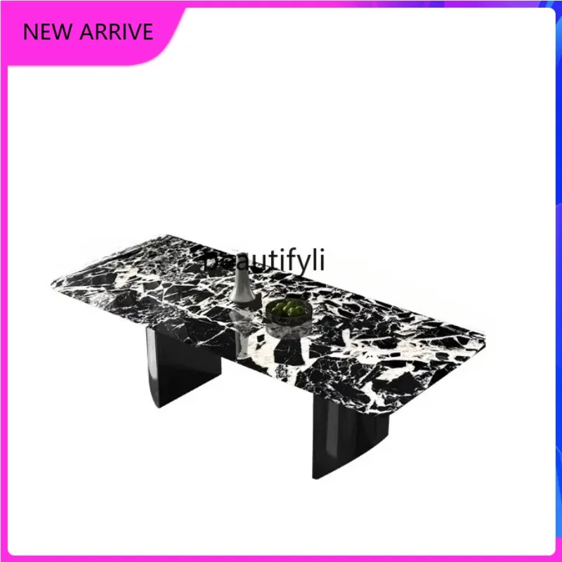 A4567 Italian minimalist designer high sense natural luxury stone marble rectangular dining table simple