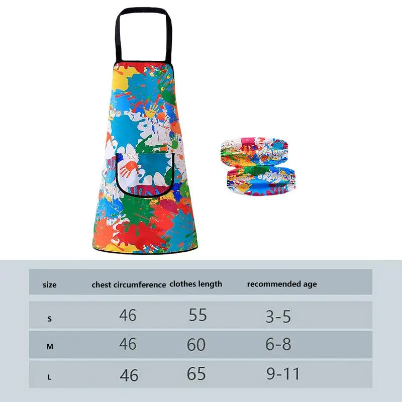 Children\'s Art Apron Multi-purpose Waterproof Painting Apron With 2 Sleeves And Pocket Suitable For Painting, Baking And DIY