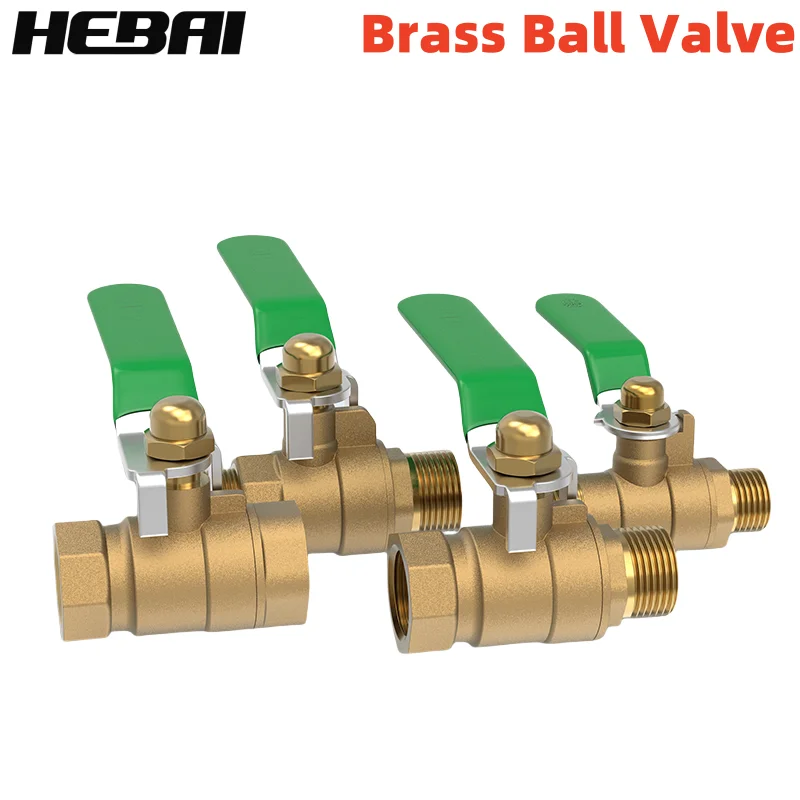 

HEBAI Brass Ball Valve Air Compressor 1/8 1/4 3/8 1/2 Female Male Thread Two Way Brass Pneumatic Shut Off Ball Valve PipeFitting