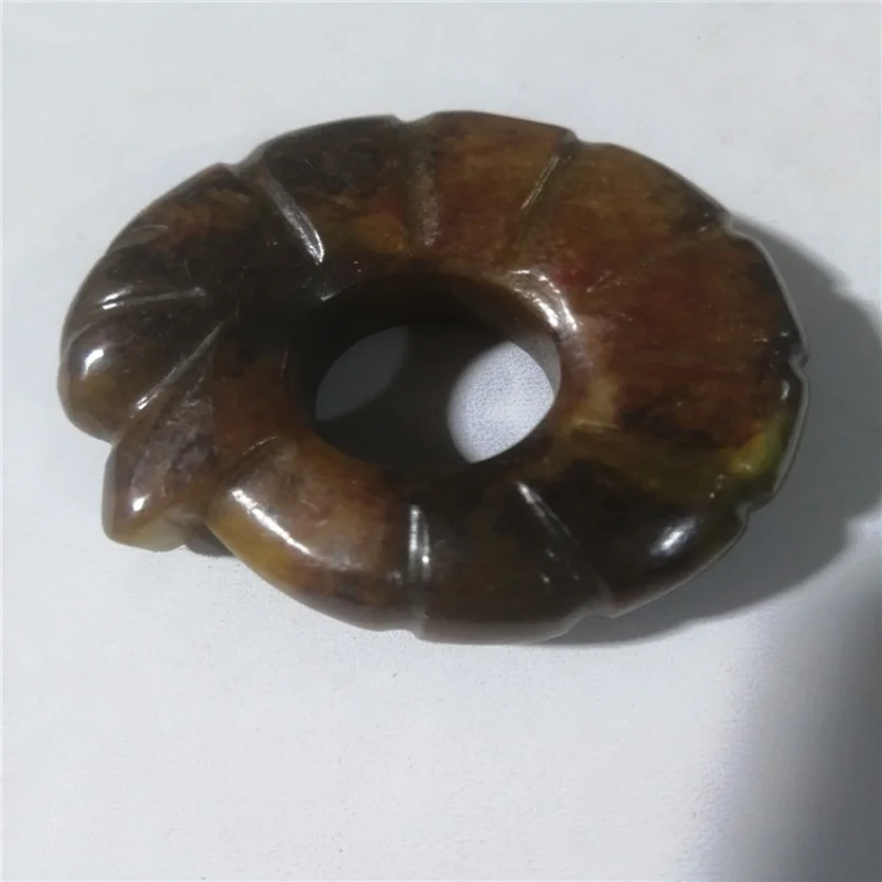 Antique Jade Crafts Miscellaneous Collection Xiuyan Jade Antique（Old Jade Dragon Ring）Pendant Jade Pendant