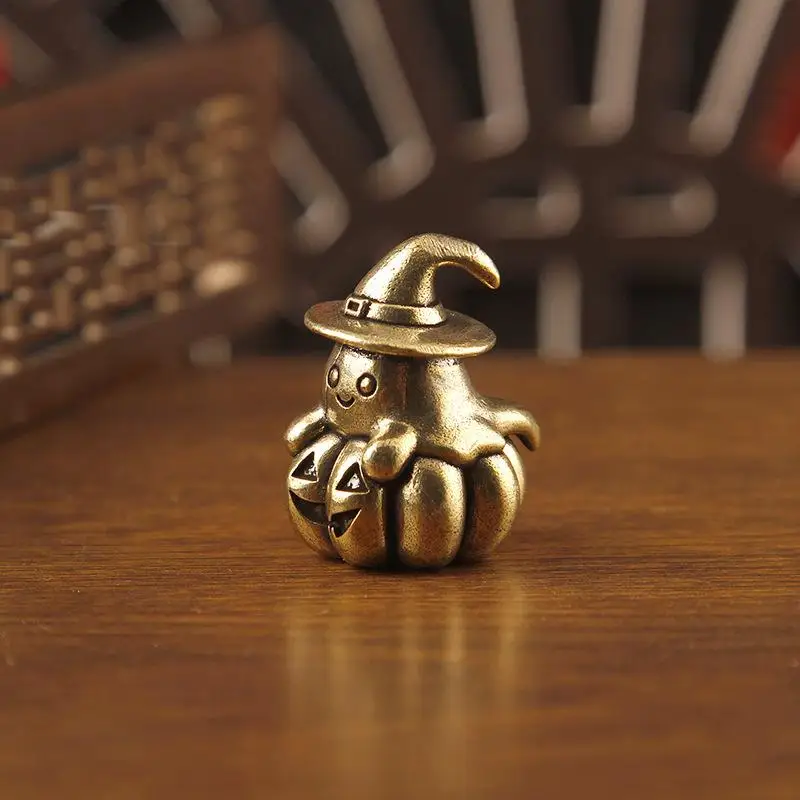 Halloween Pumpkin Pendant Vintage Brass Spooky Carved Face Unique Decorative Charm for Halloween Themed Crafts Jewelry Making