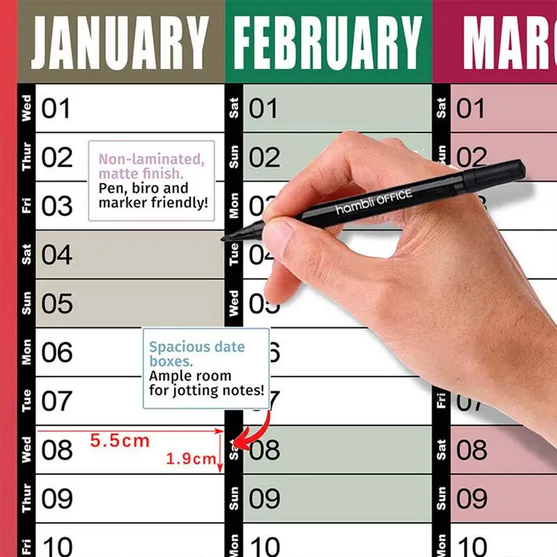 ปฏิทินติดผนัง 365 วัน 2025 ปฏิทินรายปีขนาดใหญ่ 12 เดือนพร้อมสติ๊กเกอร์ตั้งแต่มกราคม 2025 ถึงธันวาคม 2025 บ้านกระดาษหนา