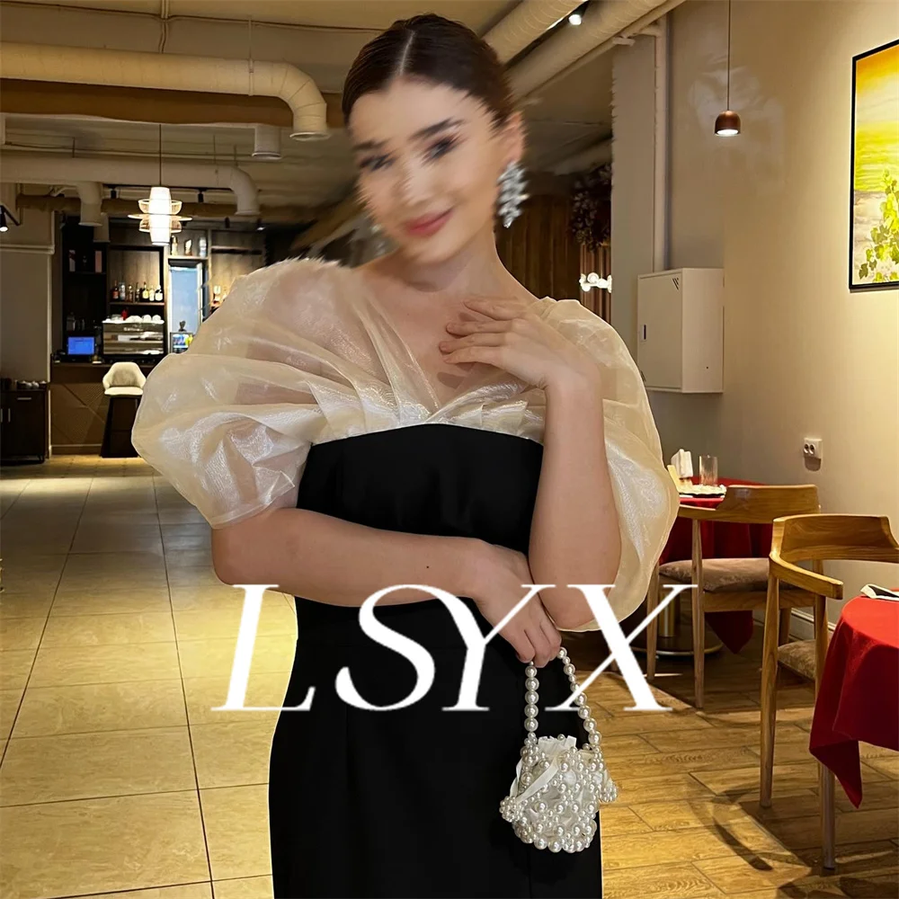 LSYX Off Schulter Crepe Abendkleider Mantel Seite Schlitz bodenlangen Elegante Prom Kleider vestidos de gala mujer Nach Maß