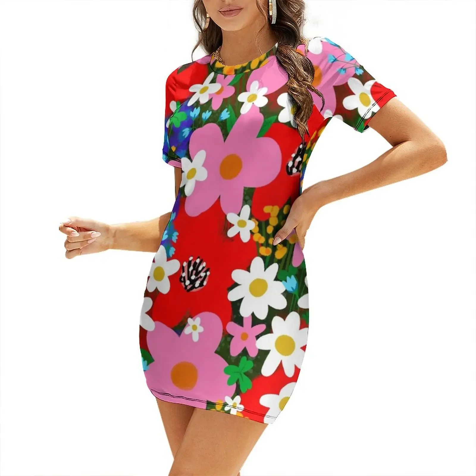 

Flower Power! Short-Sleeved Dress chic and elegant woman dress womans clothing women long dresses dress dresses