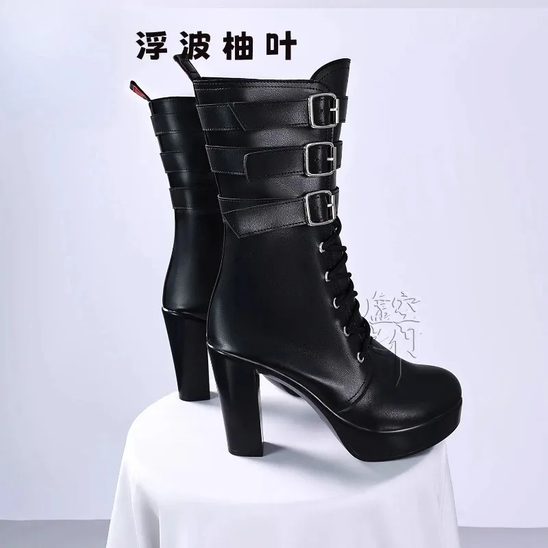 

Обувь для косплея Ukinami Yuzuha Zenless Zone Zero, 2025 11, черные длинные сапоги для вечеринки в честь Хэллоуина Con