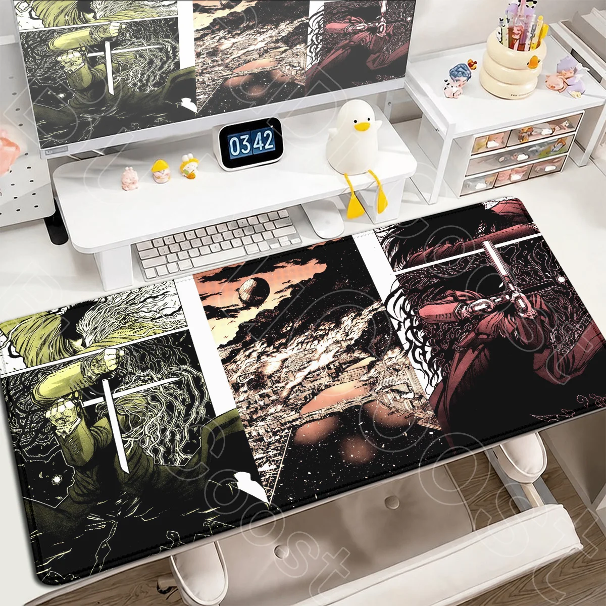 Hellsing Alucard XXL Büro-Mauspads, Laptop-Anime-Tastaturmatten, große rutschfeste PC-Gaming-Zubehörteile, Computer-Tischteppich – Detail 14
