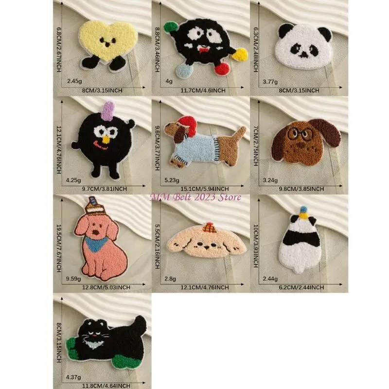 49ME 10 -stuks borduurwerklijsten Patches Animal Stickers Non -Ssewing voor kinderen en volwassenen