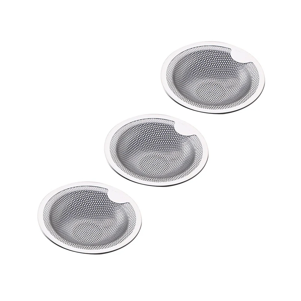 3Pcs Stainless Steel Sewer Filter Net Easy Install Clean Anti-Clogging Strainer for Kitchen Washbasin Bathroom