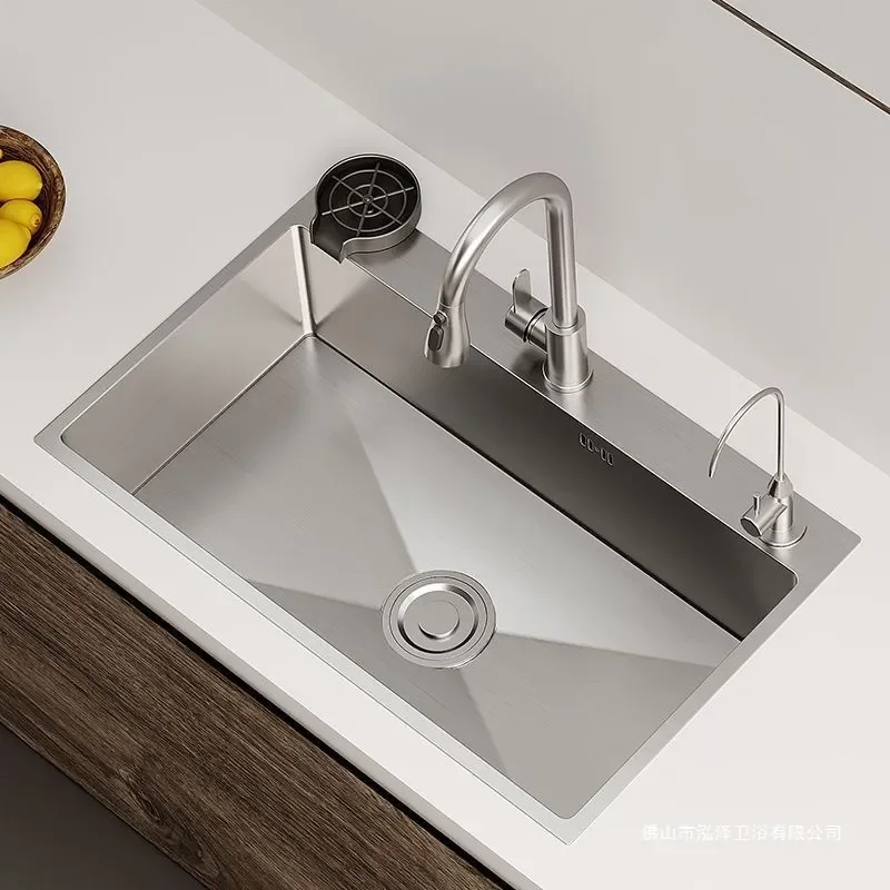 German Style Thickened Stainless Steel Kitchen Sink Single Bowl Vegetable Washing Basin Handmade Dishwasher Compatible