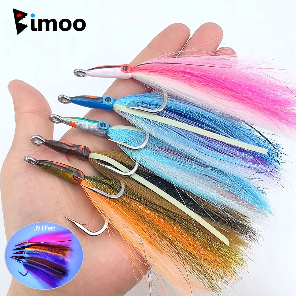 Señuelo de pesca de agua salada 6/0 Luminoso UV de 5.89 pulgadas con boca larga, imitación de pez grande, ojos de pez 3D de epoxi, para pescar lucios, tarpón y otros peces de agua salada.