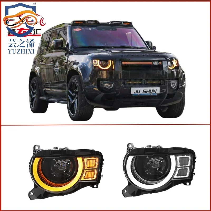 

For 2020-2025 Land Rover Defender headlight assembly retrofit with dynamic dual-color LED running lights projector headlights