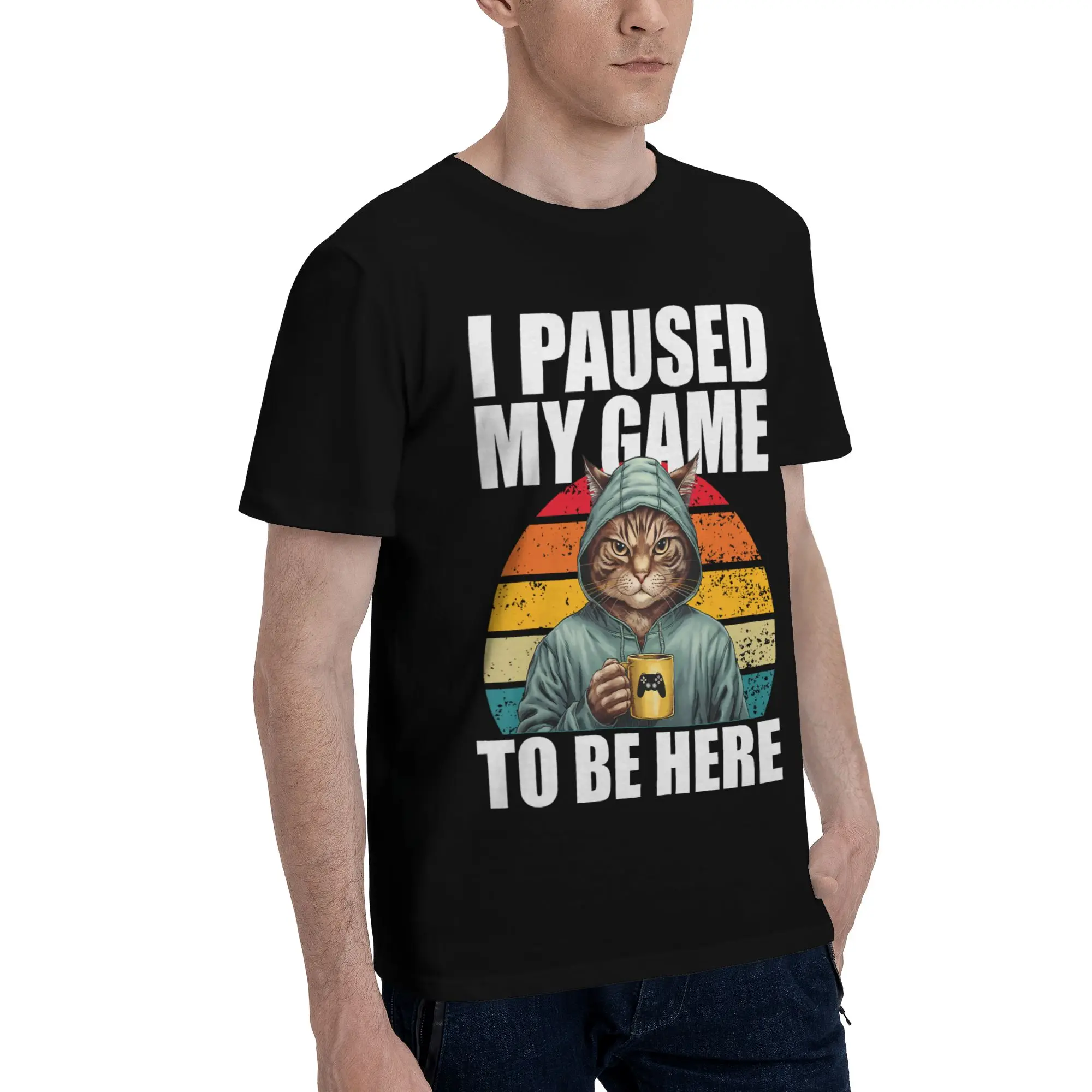 I Paused My Game To Be Here Accessories Unisex T Shirt Pure Cotton Tee Printed  Tops T-shirt