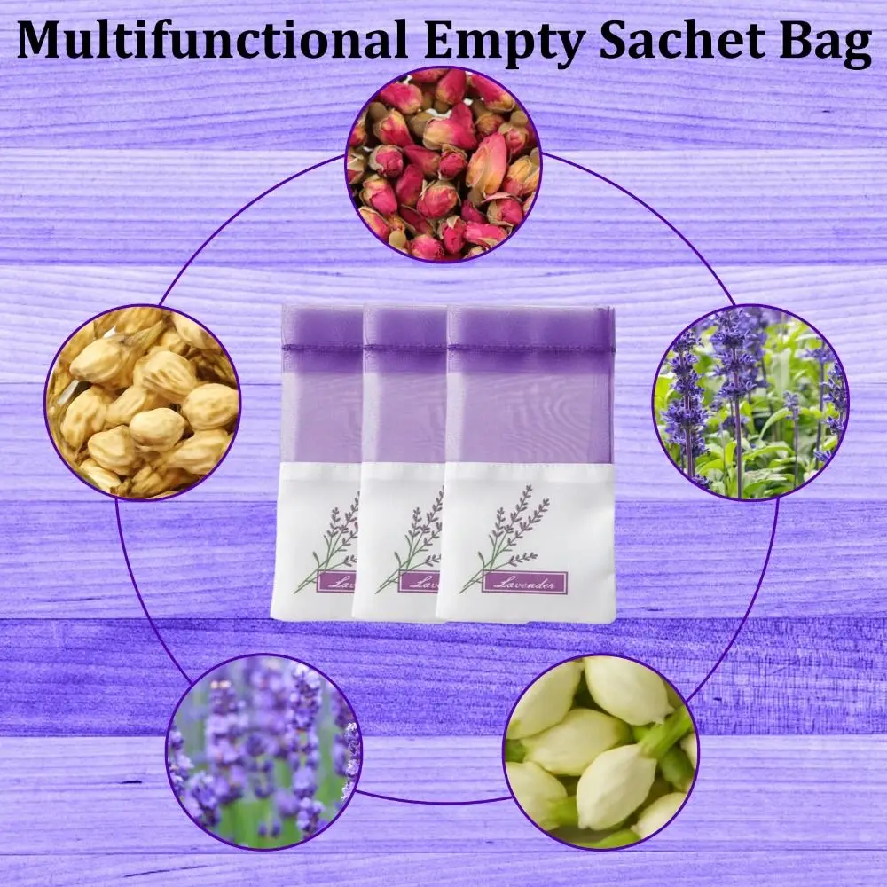 10/20PCS Drawstring Mesh Lavender Bags Indoor Deodorizing Purple Gauze Ribbons Empty Sachet Bags Air Fresheners