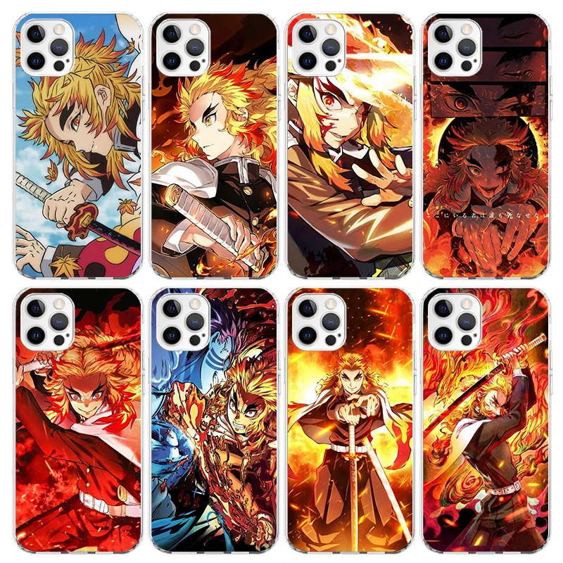 Demon Slayer Rengoku Kyoujurou Phone Case for Apple iPhone 16 15 14 Plus 13 12 Mini 11 Pro Max X XR XS 7 + 7G 8G SE 2020 Soft Co