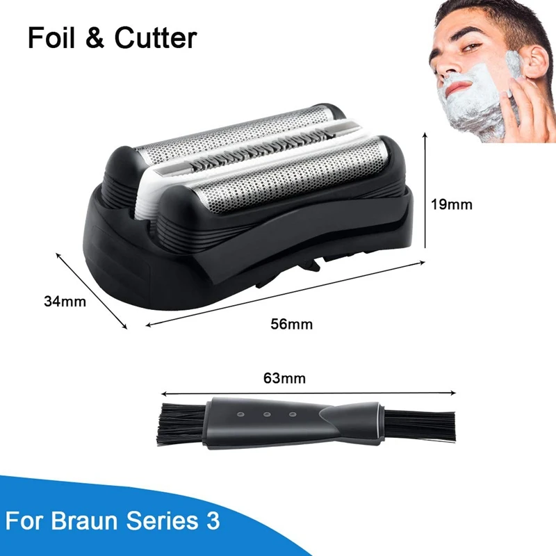 Substituição da cabeça do shaver para Braun 32B série 3, 301S, 310S, 320S, 330S, 340S, 360S, 380S, 3000S, 3020S, 3040S, S 3080, 10X