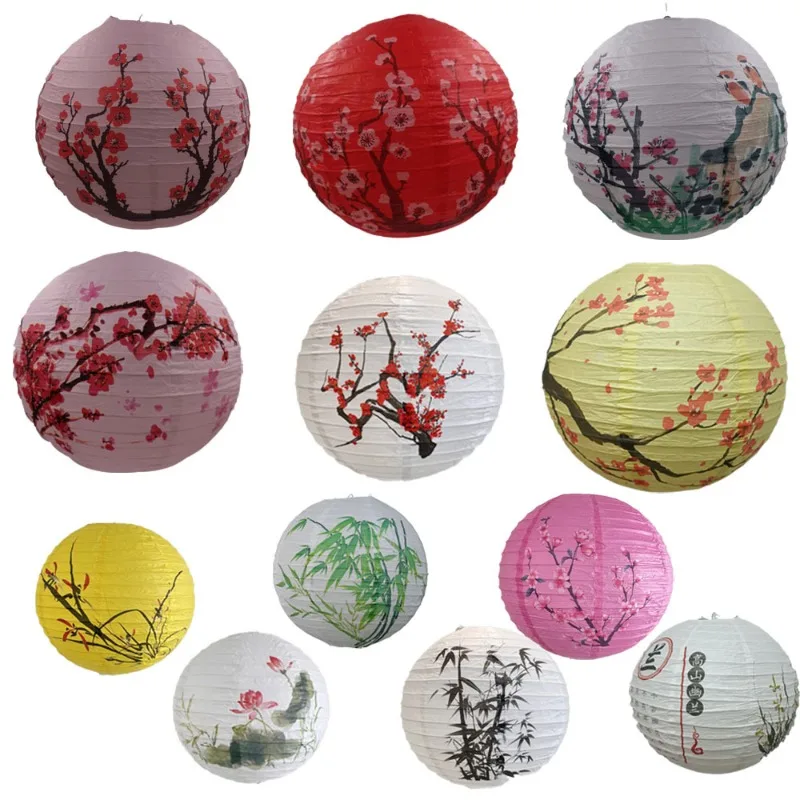 Lanterne chinoise en papier imprimé de 30 cm, style chinois, DIY, pour restaurant chinois, mariage, décoration de la maison, photographie, décoration d'ambiance