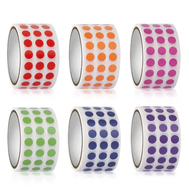 1000Pieces 1/4 Inch Round Color Coding Labels Roll Solid Colors Dot Stickers Adhesive Colored Circle Stickers.