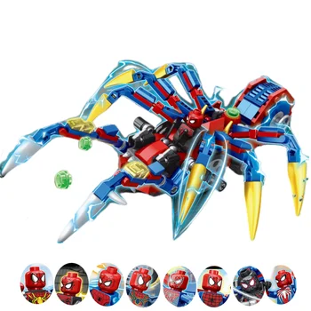 Disney Building Blocks Mini Modello Figure Compatibile Spiderman Iron Man Venom Captain Hawk Deadpool Technic Armor Città Regalo Giocattoli