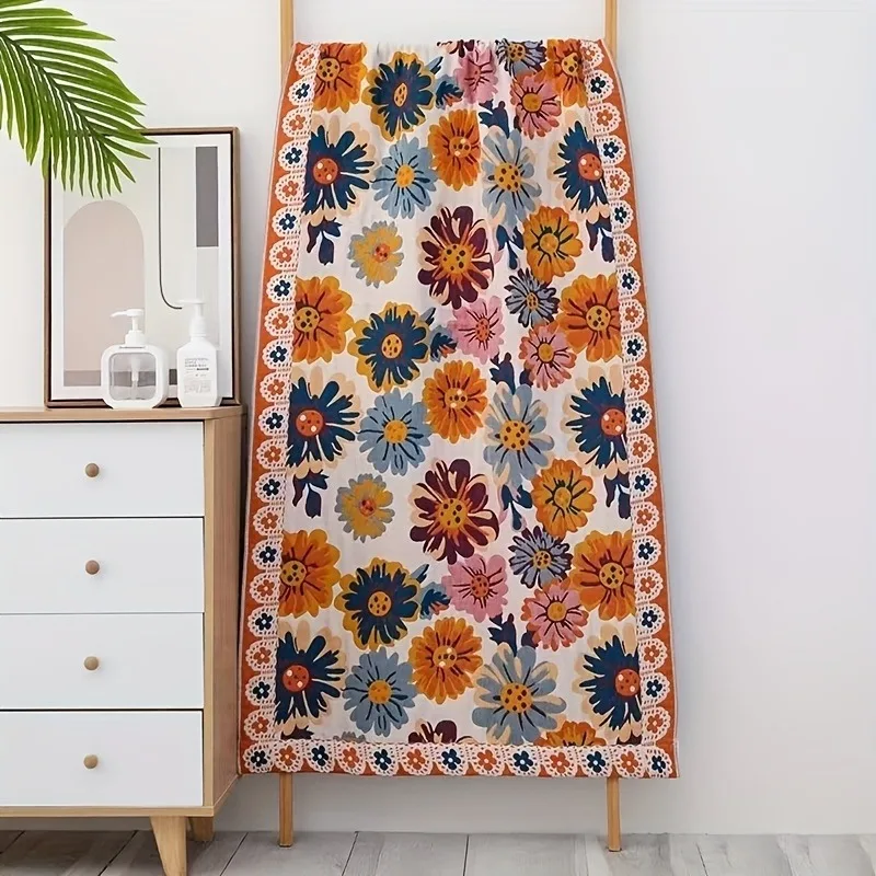 Floral Design Bath Towel 80x160 Cm Soft Absorbent Size 31.5x62.99 Inches Home Textile for Bathroom