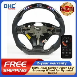 OHC Real Carbon Fiber Galaxy Pro LED Steering Wheel Perforated Leather Grip Compatible for Hyundai Coupe