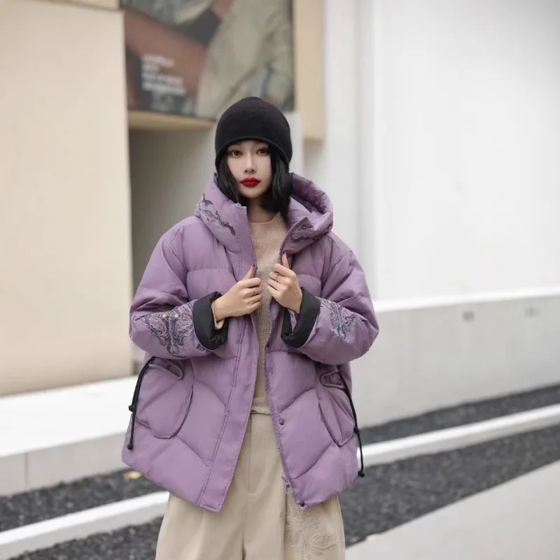 سترة نسائية قصيرة للشتاء 2025 نمط جديد فضفاض مناسب للركاب معطف دافئ أنيق #5