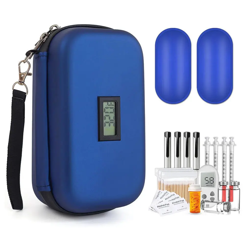 Waterproof Insulin Cooling Travel Case LCD Temperature Display Heat Insulation Diabetic Medication Storage Portable Cooler Box