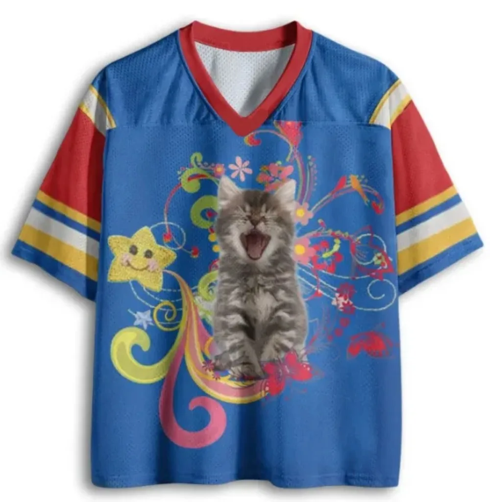 Rainbow Cat Amusement Park Sport-T-Shirt 3D-Druck Herren Damen T-Shirts V-Ausschnitt Lässig Modisch Bequem Eltern-Kind-Kleidung – Detail 3