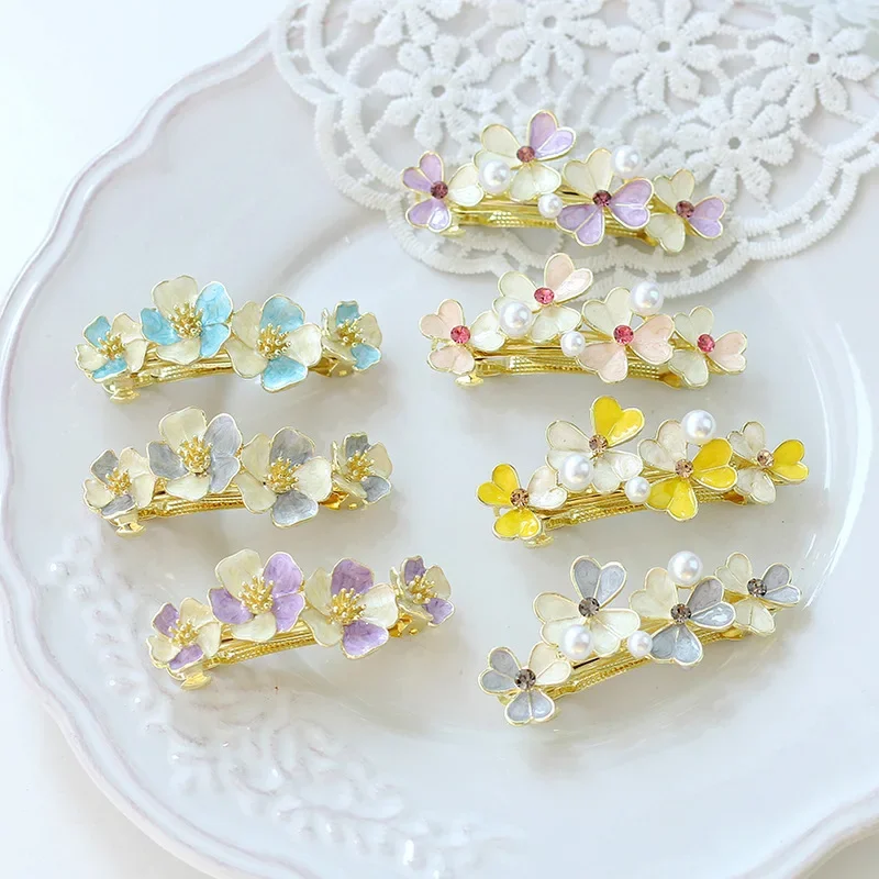 Alloy Baking Paint Flower Hair Clips for Women Bridal Purple Hair Accessoires Brides tiaras headdresses Wedding Party Jewelry