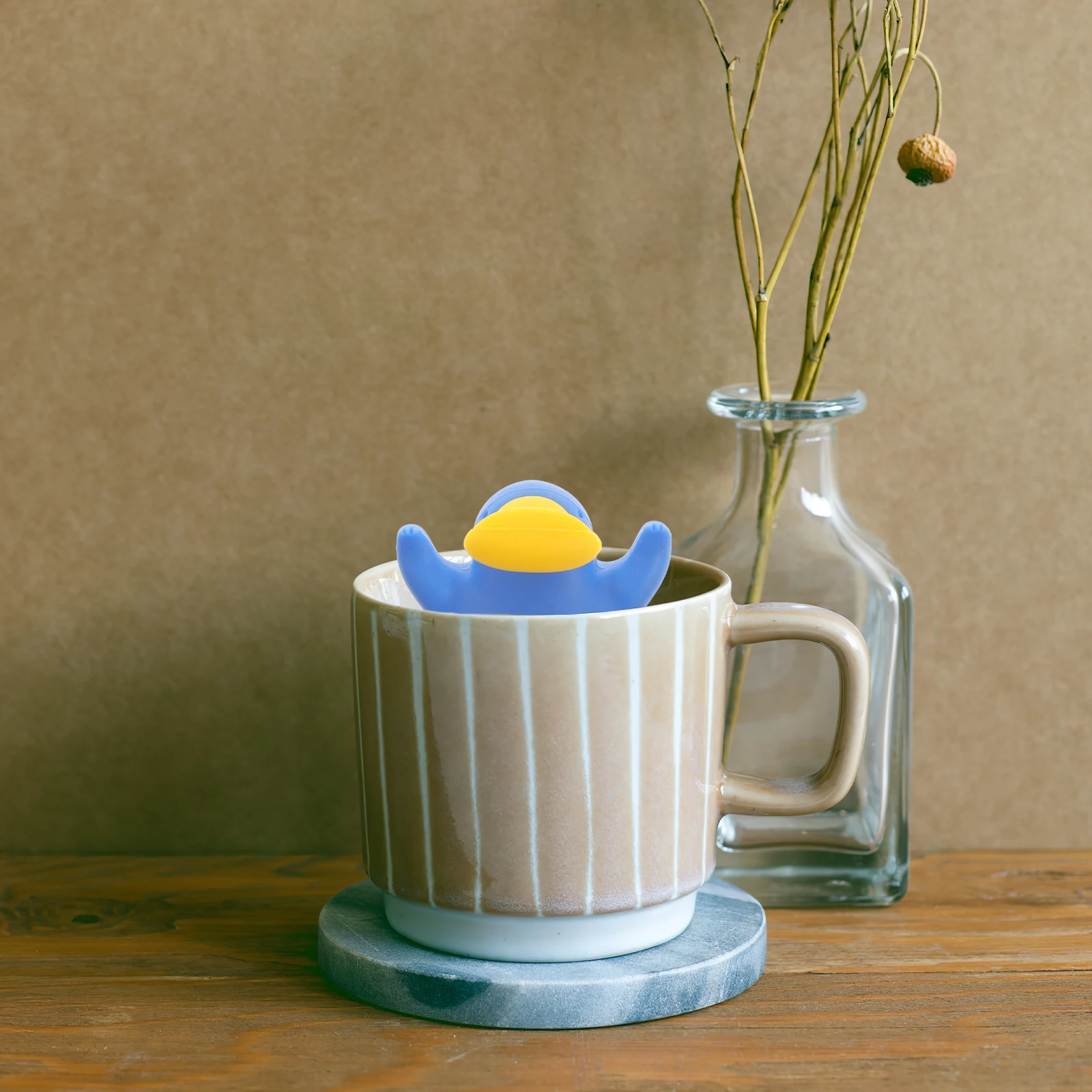 

Silicone Infuser Reusable Animal Tea Strainer Fine Slots For Loose Leaf Tea Blue Cartoon Design -Grade