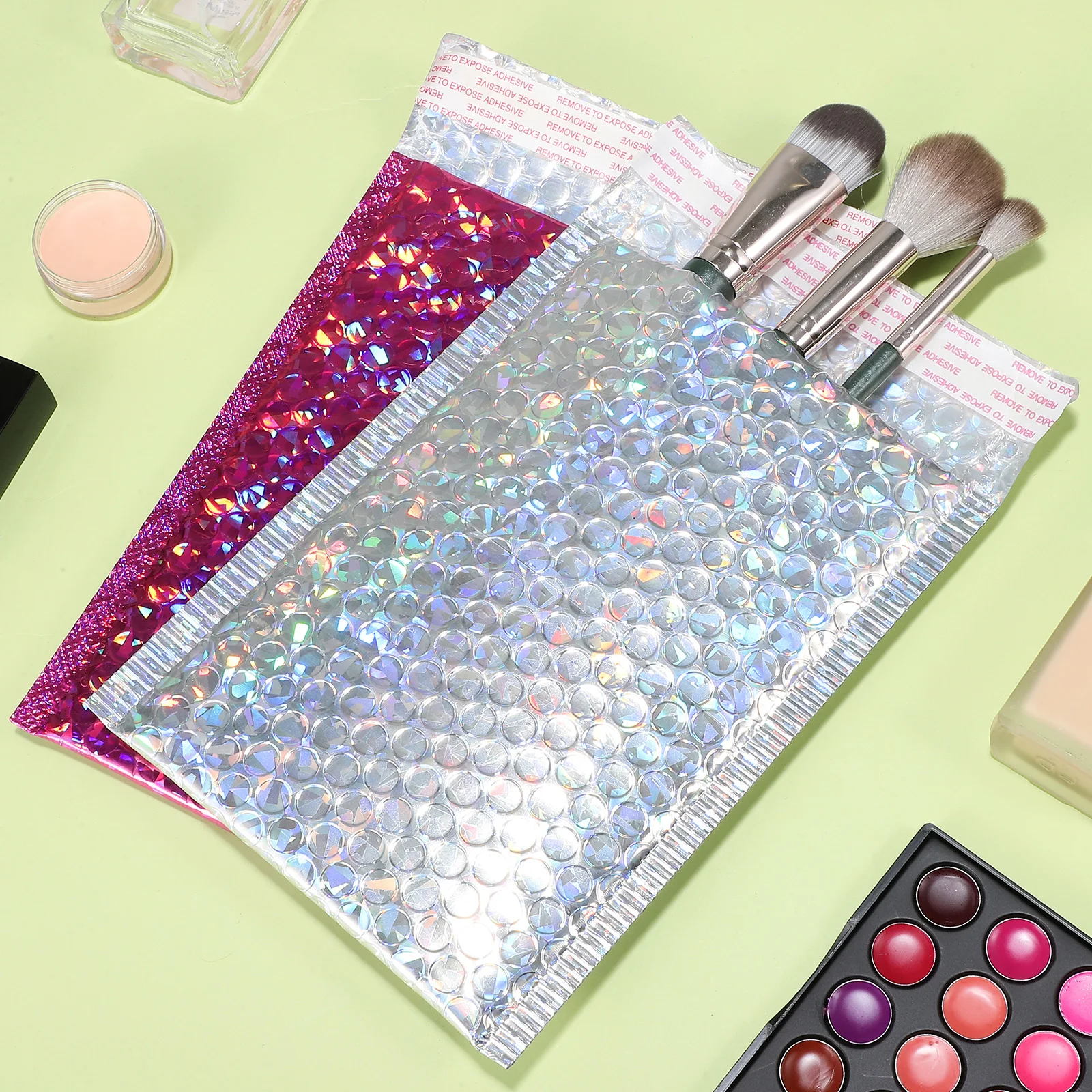 

16 Pcs Holographic Bubble Mailers Self-Sealing Packing Envelopes Red Shipping Supplies