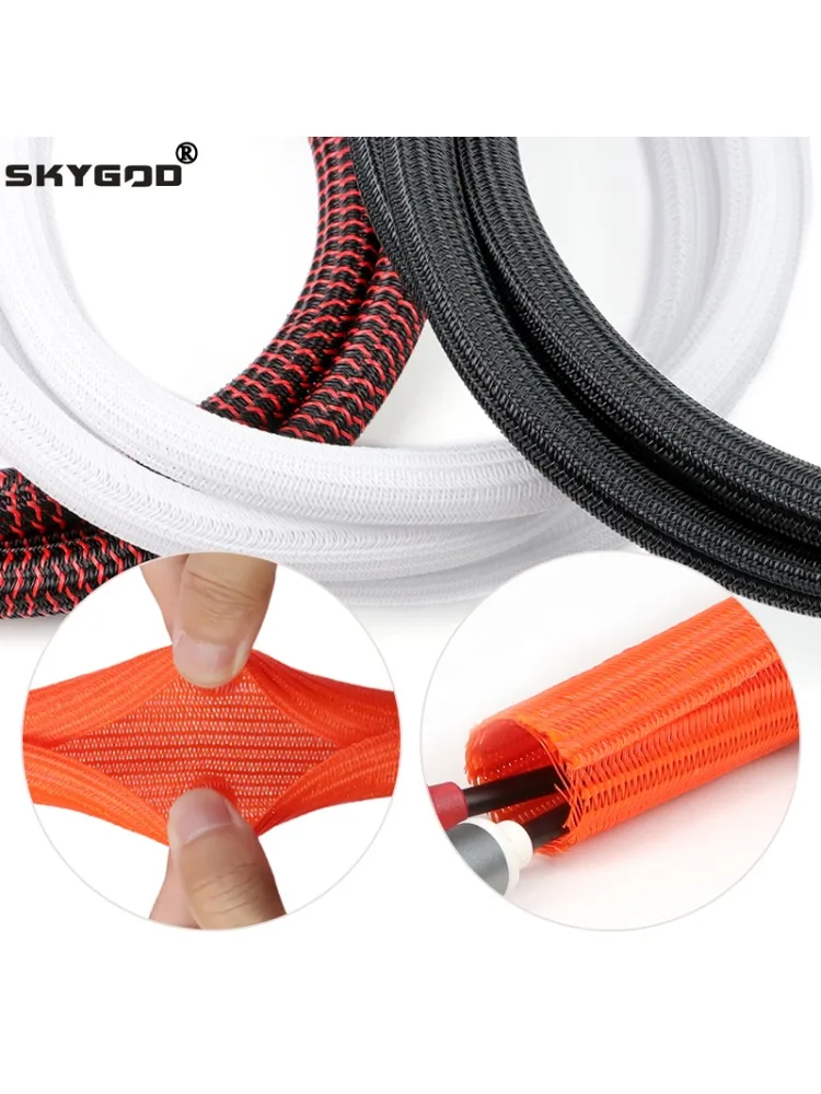 Manchon de cùble extensible tressé en PET, 1 à 50m, 3 à 25mm, auto-fermé, Flexible, isolé, tuyau d'enveloppe, ligne fendue, protecteur, organisateur de fil