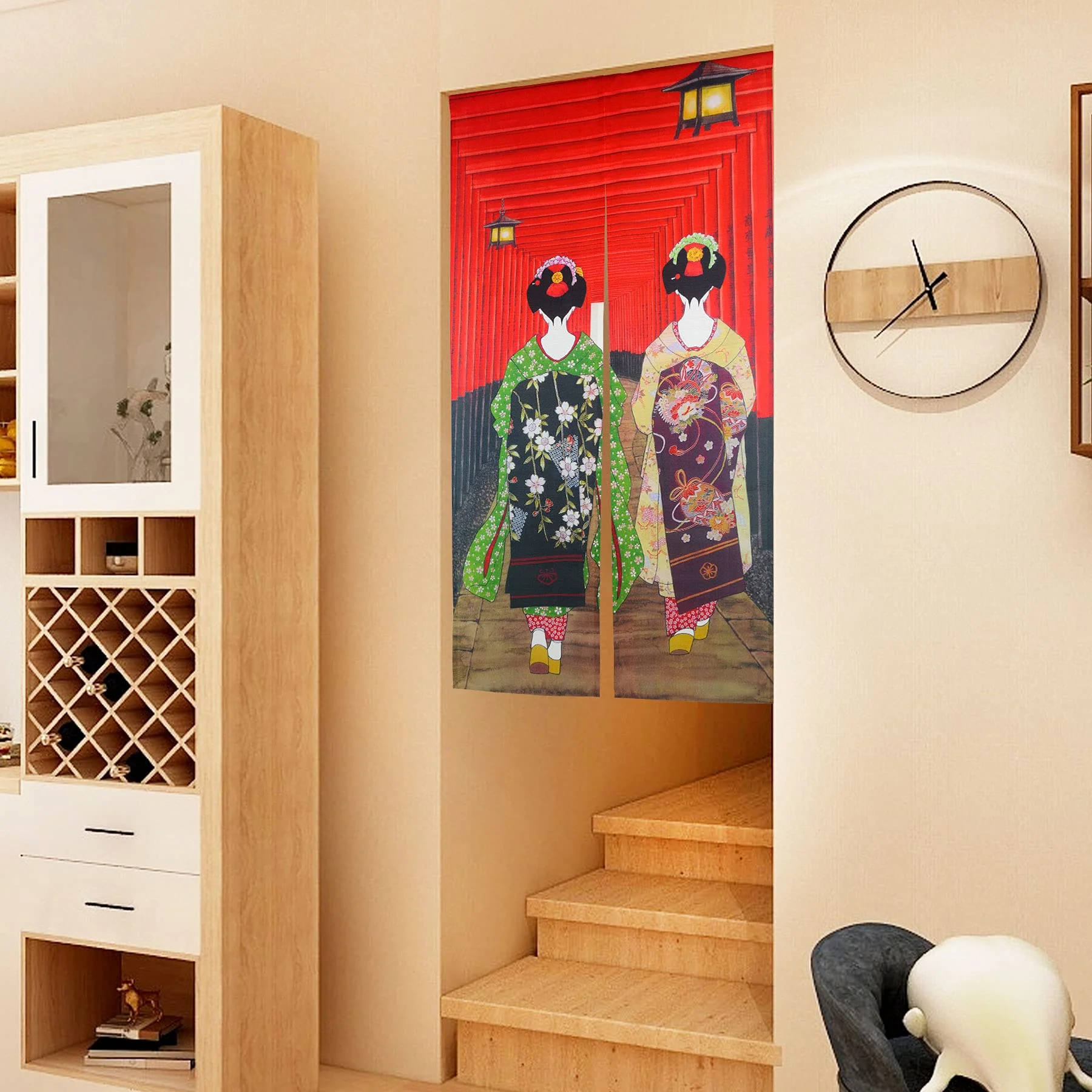 Japanese Style Noren Curtain Kyoto Geisha Fushimi Inari Torii Long Door Tapestry Fabric Divider for Home Decor