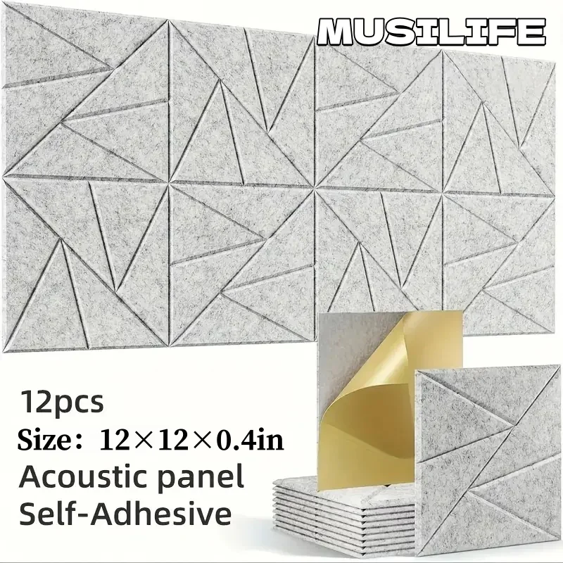 

6/12pcs Acoustic Panels with Self-Adhesive Thickening Peel and Stick Wall Decortion for Home Office Soundproof Wall Sticker