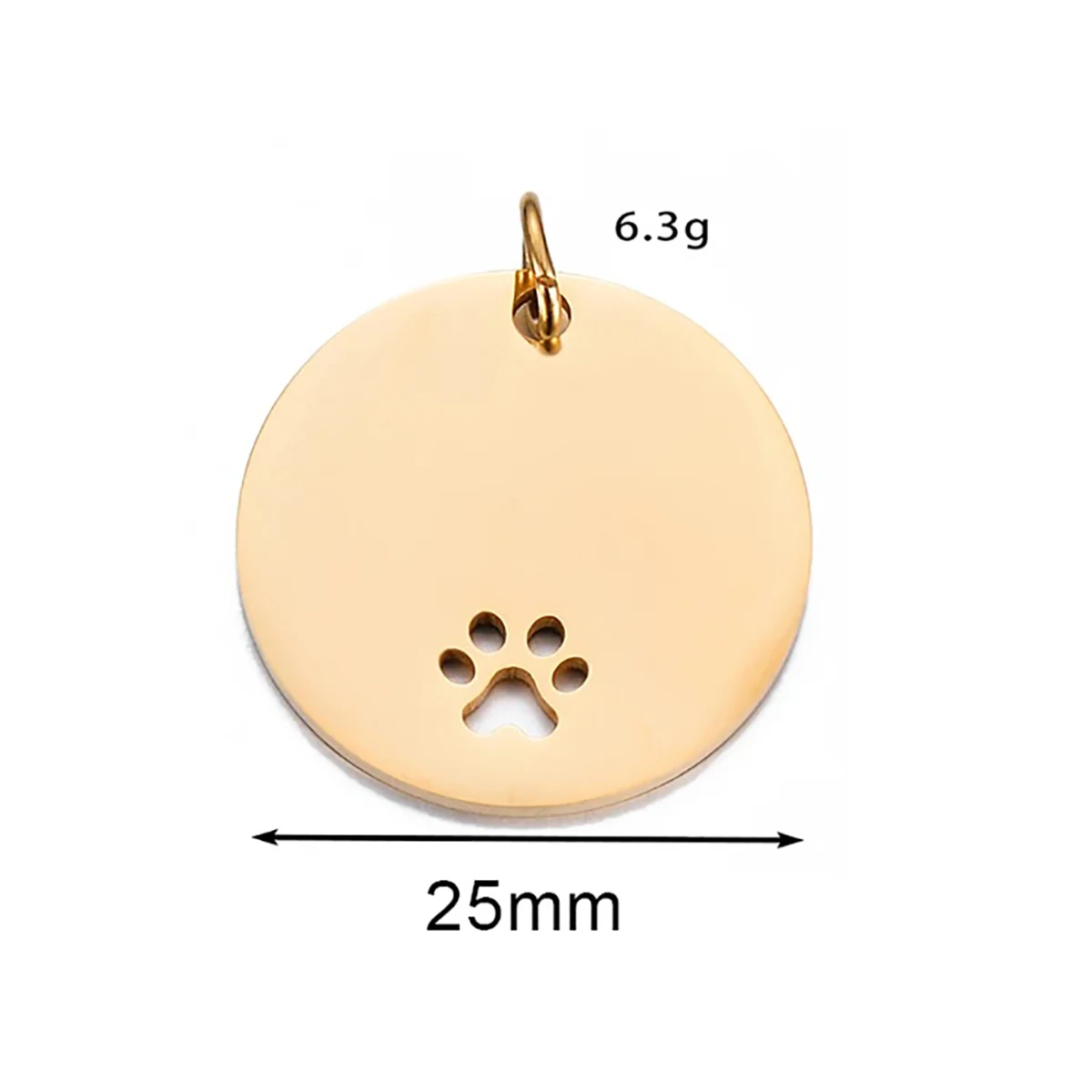 1Pc Round Dog ID Tags Paw Stainless Steel Metal Pet Pendant Custom Personalized Nameplate DIY Keychain Necklace Accessories