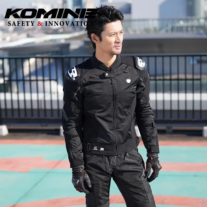 Original KOMINE JK-168 Motorcycle Jacket Men's Spring/summer Half Mesh Breathable Slim-fit Anti-fall Racing Jacket