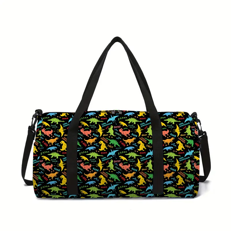 

Harajuku Youthful Funny dinosaur 3D Print Barrel Shape Crossbody Outdoor Sports Bags Gym Yoga Bag Large Capacity Travel Bags