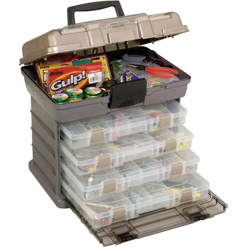 Guide Series StowAway 4-By Rack System Tackle Box, Holds 4 3700 Utility Tackle Boxes, Quick-Access Top Storage with