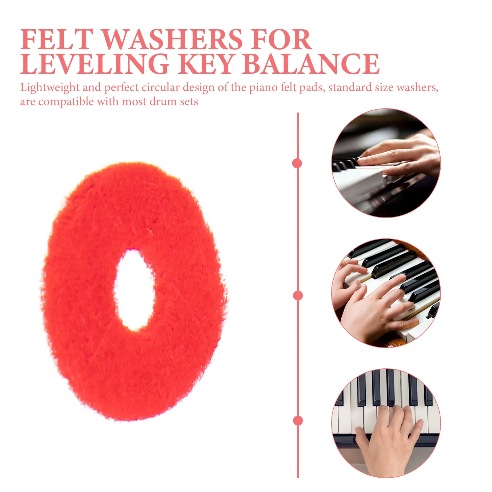 

90 Pcs Piano Key Washers Felt for Leveling Balance Accessories Regulating Tool Red Pads