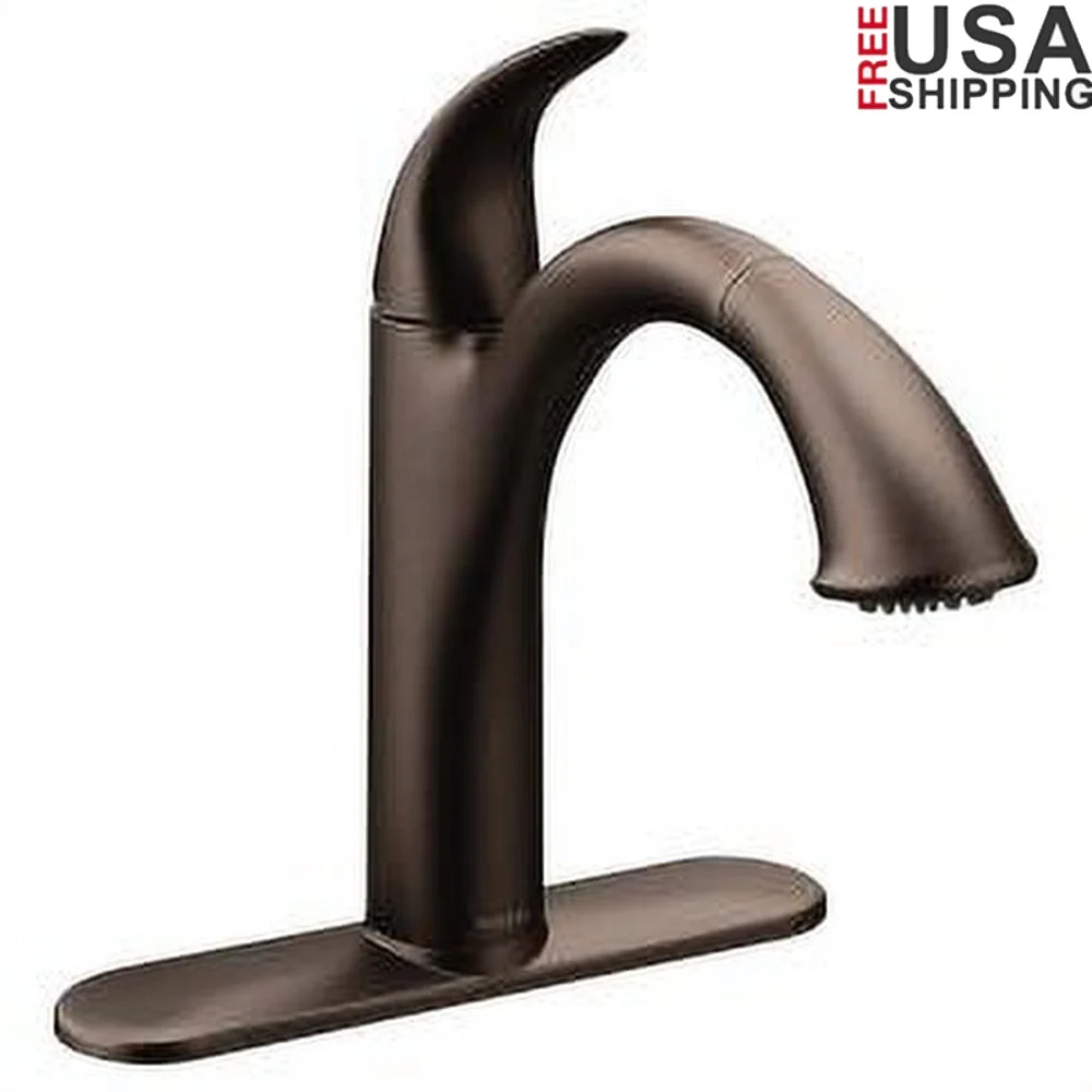 

Масляный бронзовый кухонный смеситель с одной ручкой, выдвижной спрей, мощность, очистка, рефлекторная система, простая установка, совместимость с ADA, гибкая