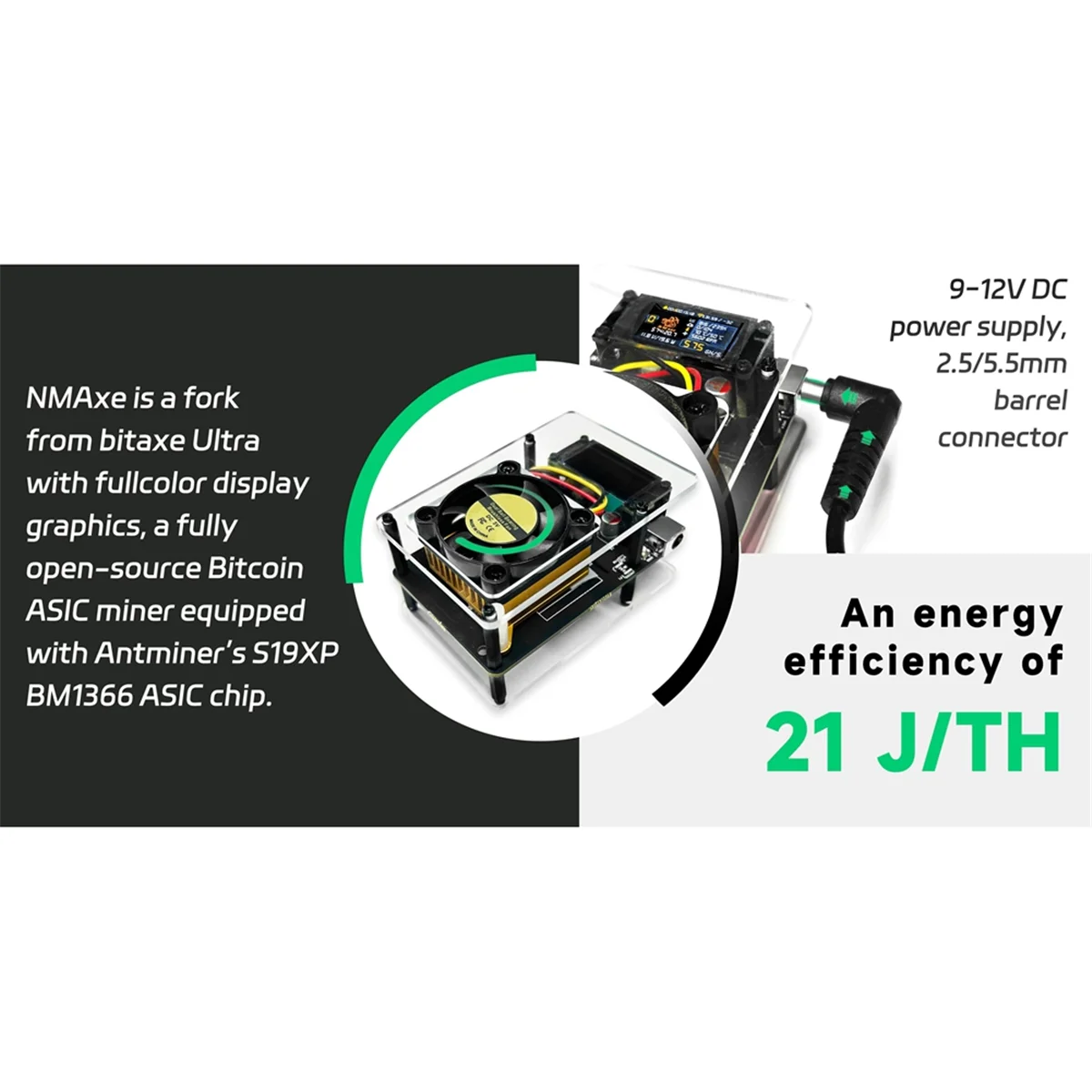 

NMAxe Bitaxe NMMiner Ultra BM1366 Asic Chip 500G-550Gh/S Full Colorful Display Bitcoin Miner Solo Lottery Miner EU PlugJAS