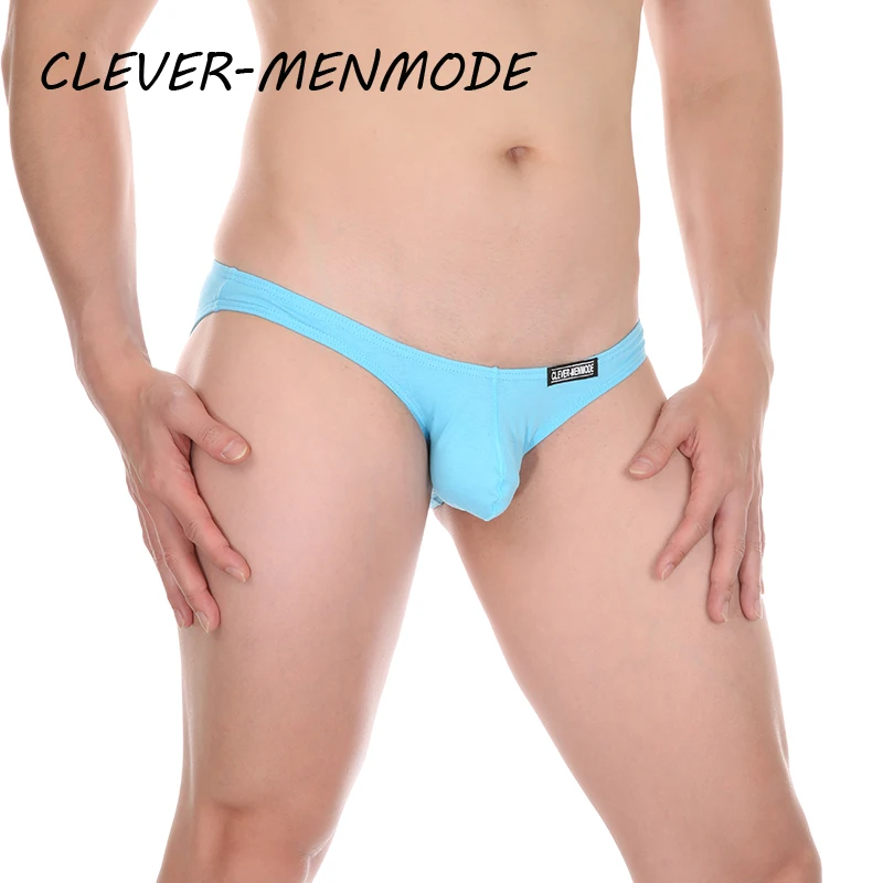 CLEVER-MENMODE Calzoncillos sexys de algodón de tiro bajo para hombre U Bolso convexo Bolso Bragas ultrafinas Mini micro medias Lencería Bragas japonesas