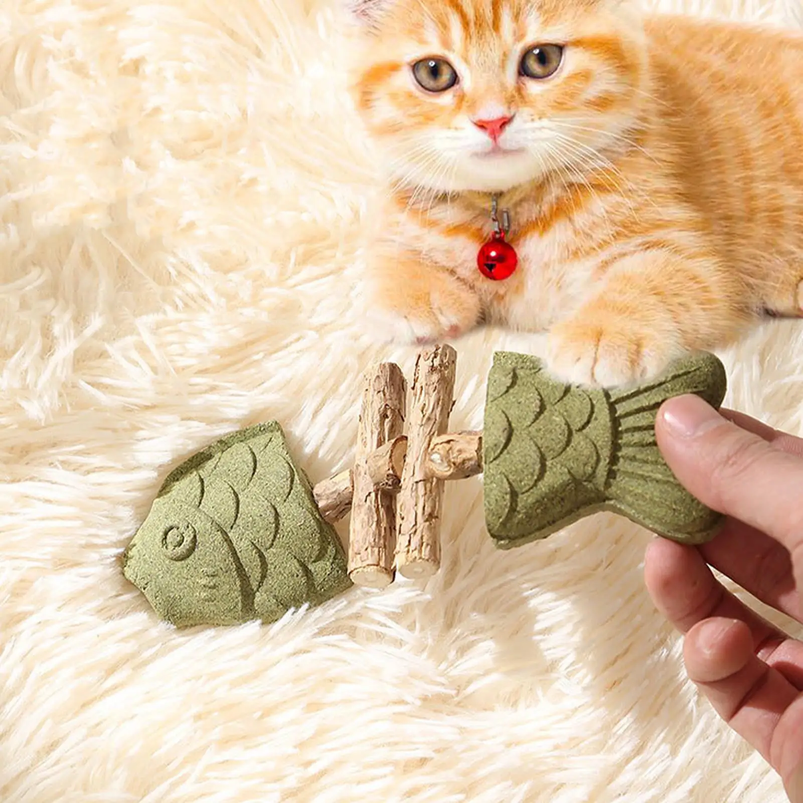 Wood Double-Headed Catnip Chew Toys, Safe Molar Teeth Cleaning Cat Sticks, Interactive Bite Resistant Pet Toys