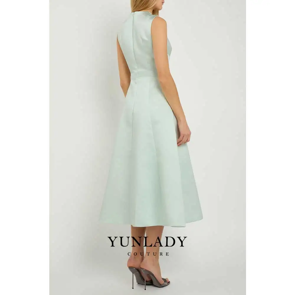 Wedding Guest Dresses for Women Sleevesless Crystal Luxury Mother of the Bride Dress Midi A Line O Neck Party Gown Customized
