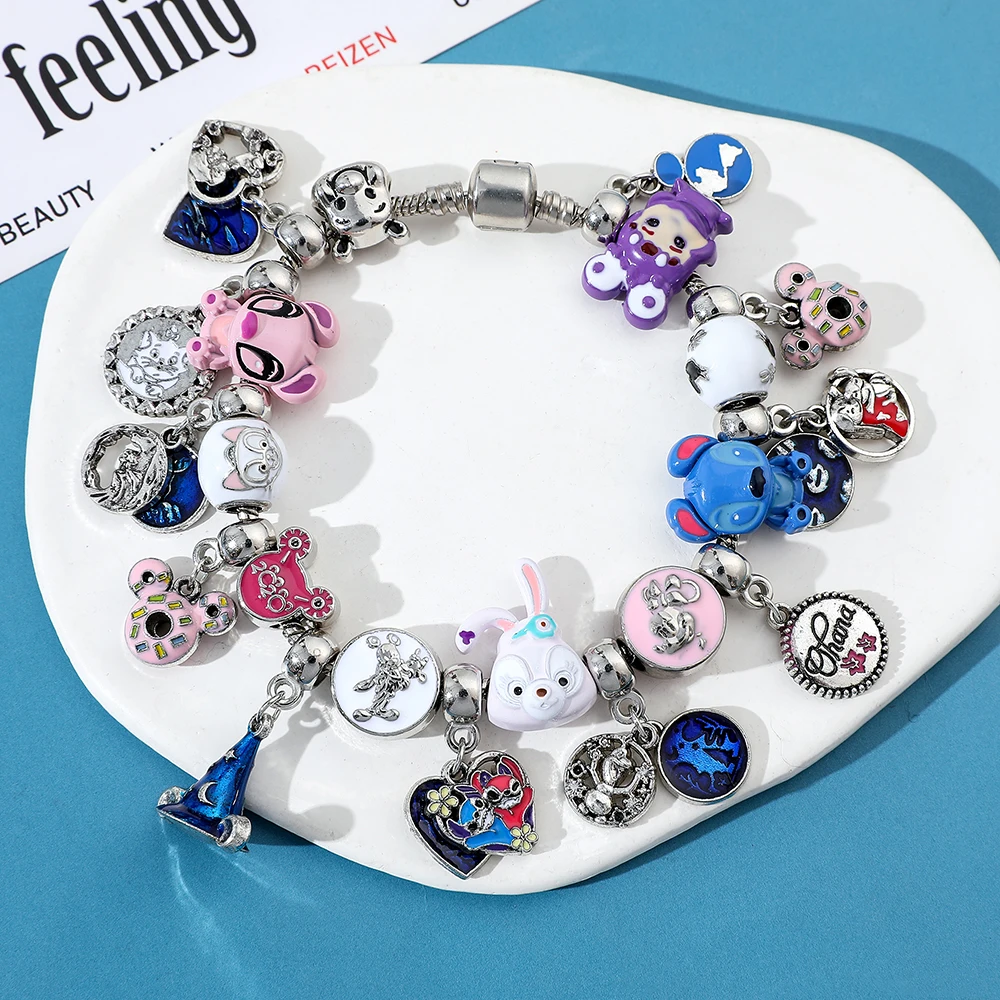 New European and American animated Lilo and Stitch cartoon Stitch bracelet creative DIY alloy Pan family bracelet jewelry