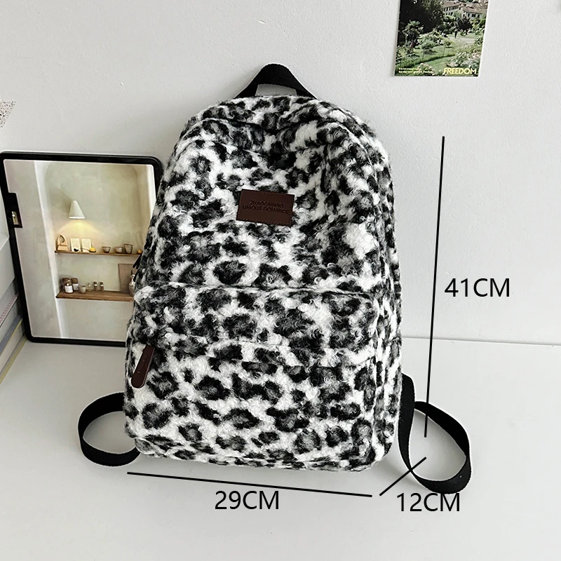 Leopard print Woman Backpack School Book Bags For Teenage Girls Boys Harajuku Female College Bag Student Lady leisure BagPack