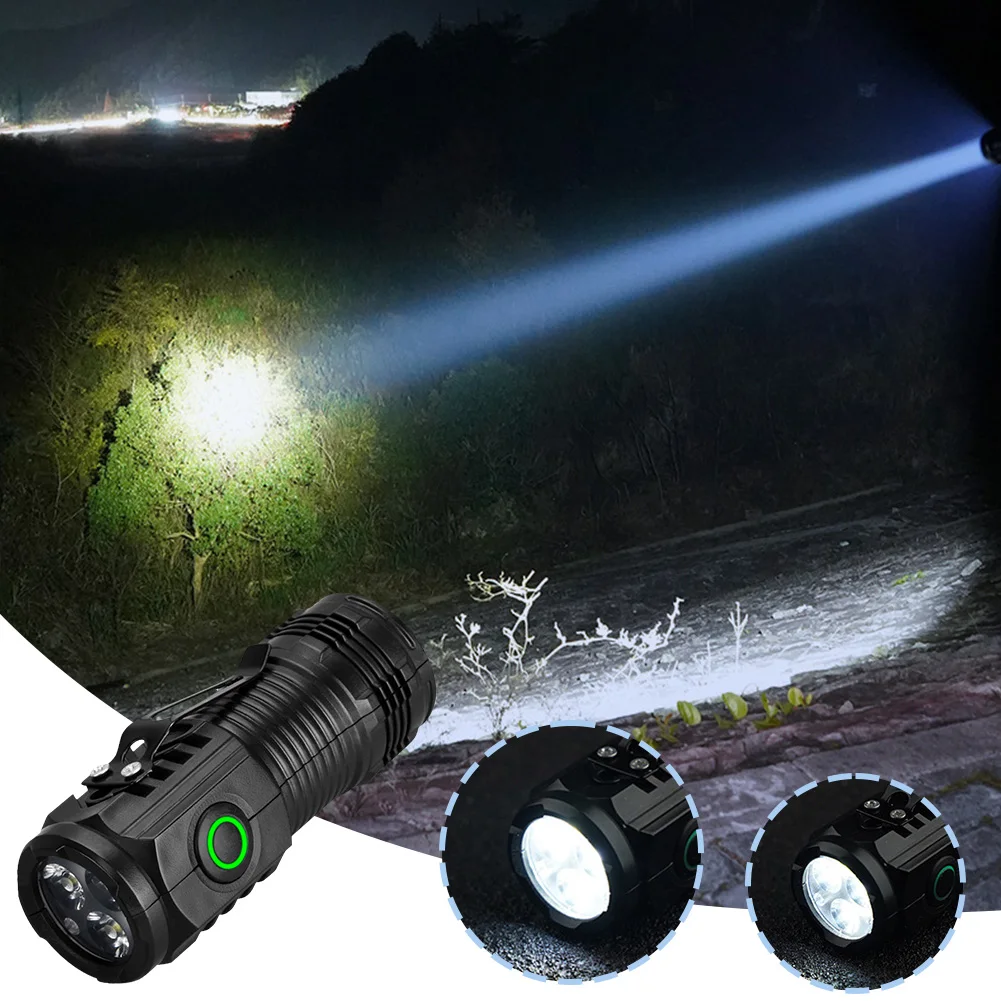 Mini LED latarka USB C akumulator z klipsem latarka kieszonkowa 3 trybami światła spinka do kapelusza dla EDC Camping piesza