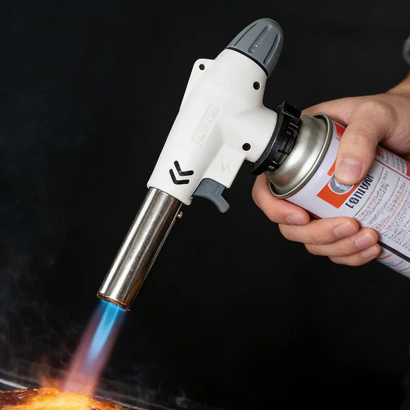Portable Gas Torch Burner Adjustable Flame Butane Auto Ignition Soldering Tool for Kitchen BBQ Camping Heating and Outdoor Use