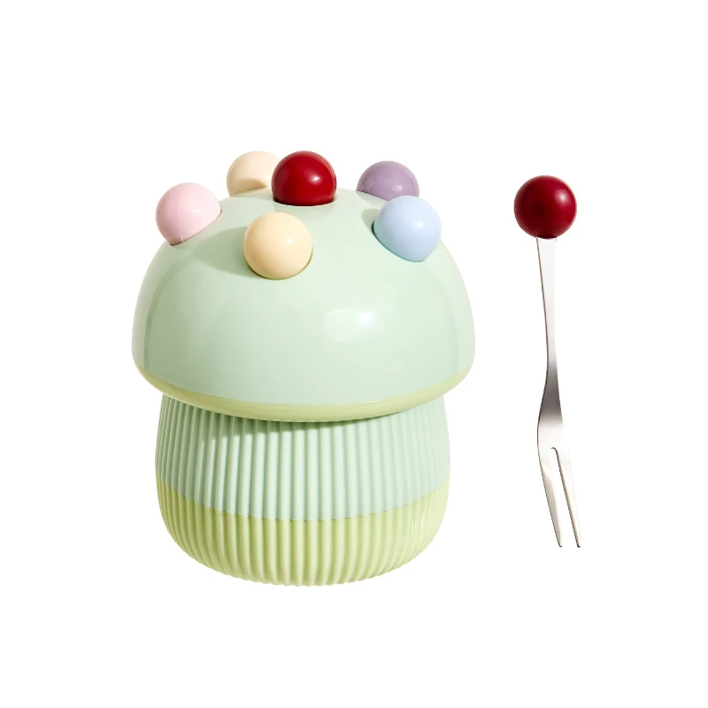 

LTT Cute Mushroom Dessert Fruit Fork Household Stainless Steel Ceramic Creative Fruit Fork Set