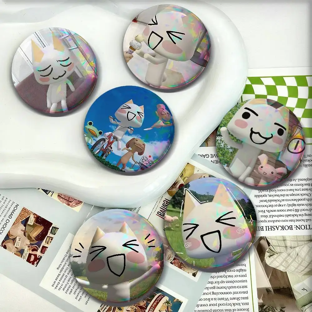 Kawaii Toro Inoue Cat For Badge Personalized Custom Laser Reflective Badge Hologram Metal Enamel Pin Brooch Souvenir Gift